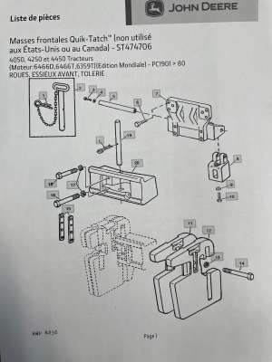 Gewichtdrager vooraan voor John Deere 4050